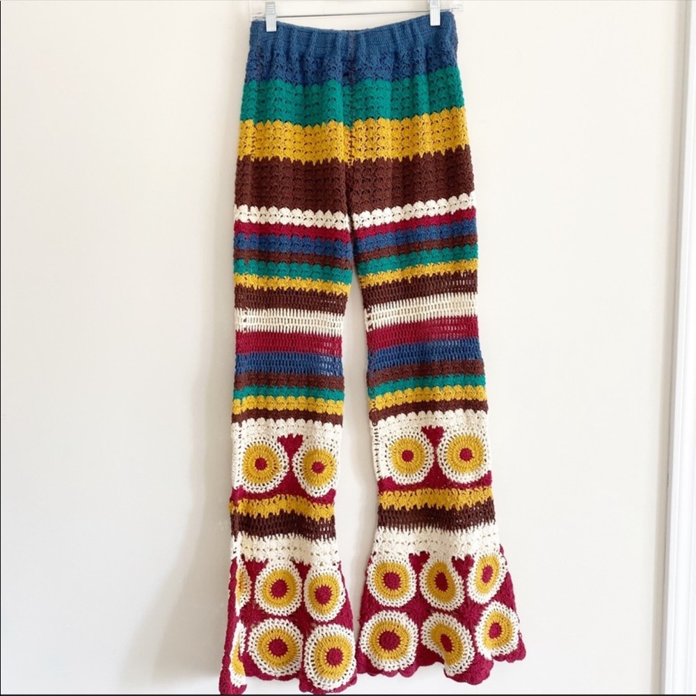 FREE PEOPLE BOHO CROCHET FLARE PANTS